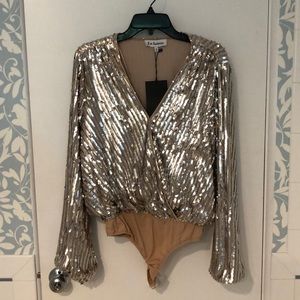 NWT En Saison Sequined L/S Bodysuit